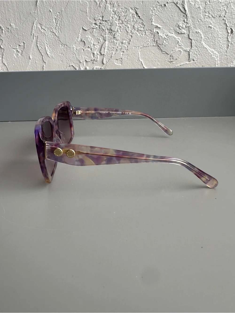 NEW Coach HC8424F Pearlized Purple Watercolor Oversized Sunglasses